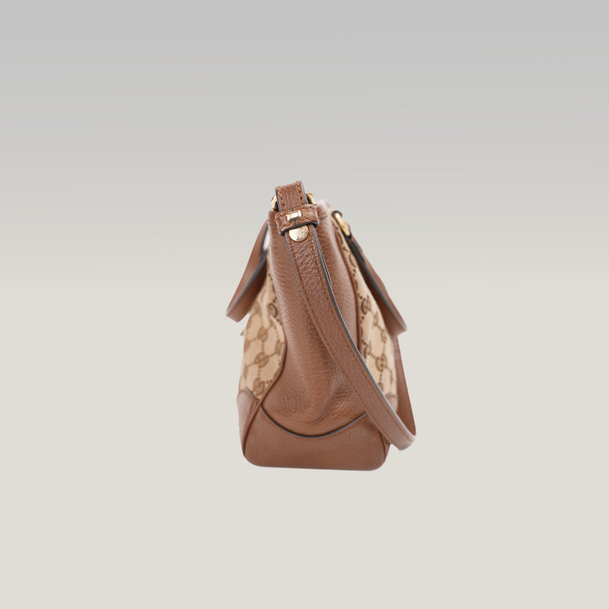 Gucci Bree Small Borsa a Mano in Tela GG Supreme Beige e Marrone con Finiture in Pelle