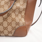 Gucci Bree Small Borsa a Mano in Tela GG Supreme Beige e Marrone con Finiture in Pelle