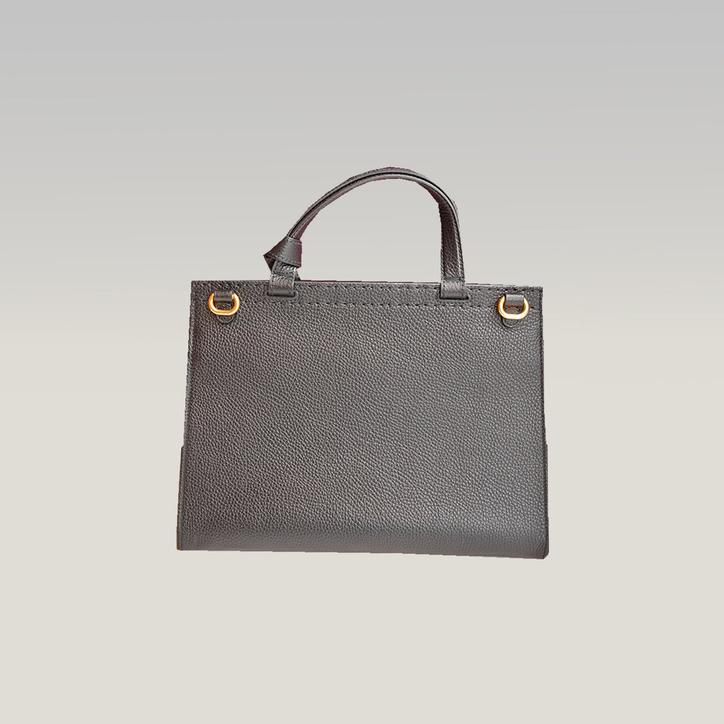Gucci GG Marmont Borsa a Mano in Pelle Martellata Nera con Logo Double G Dorato e Manico Superiore