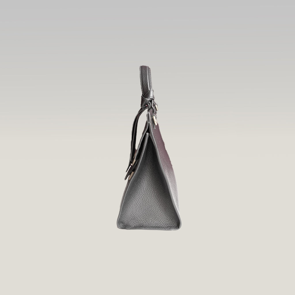 Gucci GG Marmont Borsa a Mano in Pelle Martellata Nera con Logo Double G Dorato e Manico Superiore