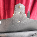 Gucci GG Marmont Borsa a Mano in Pelle Martellata Nera con Logo Double G Dorato e Manico Superiore