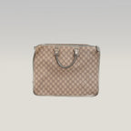 Gucci Joy Briefcase Borsa Portadocumenti in Tela GG Supreme Beige e Marrone con Finiture in Pelle Grigia