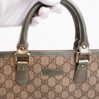 Gucci Joy Briefcase Borsa Portadocumenti in Tela GG Supreme Beige e Marrone con Finiture in Pelle Grigia