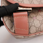 Gucci GG Supreme Monogram Stars Messenger Bag Beige Pink con Doppia Fibbia