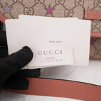 Gucci GG Supreme Monogram Stars Messenger Bag Beige Pink con Doppia Fibbia