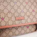 Gucci GG Supreme Monogram Stars Messenger Bag Beige Pink con Doppia Fibbia