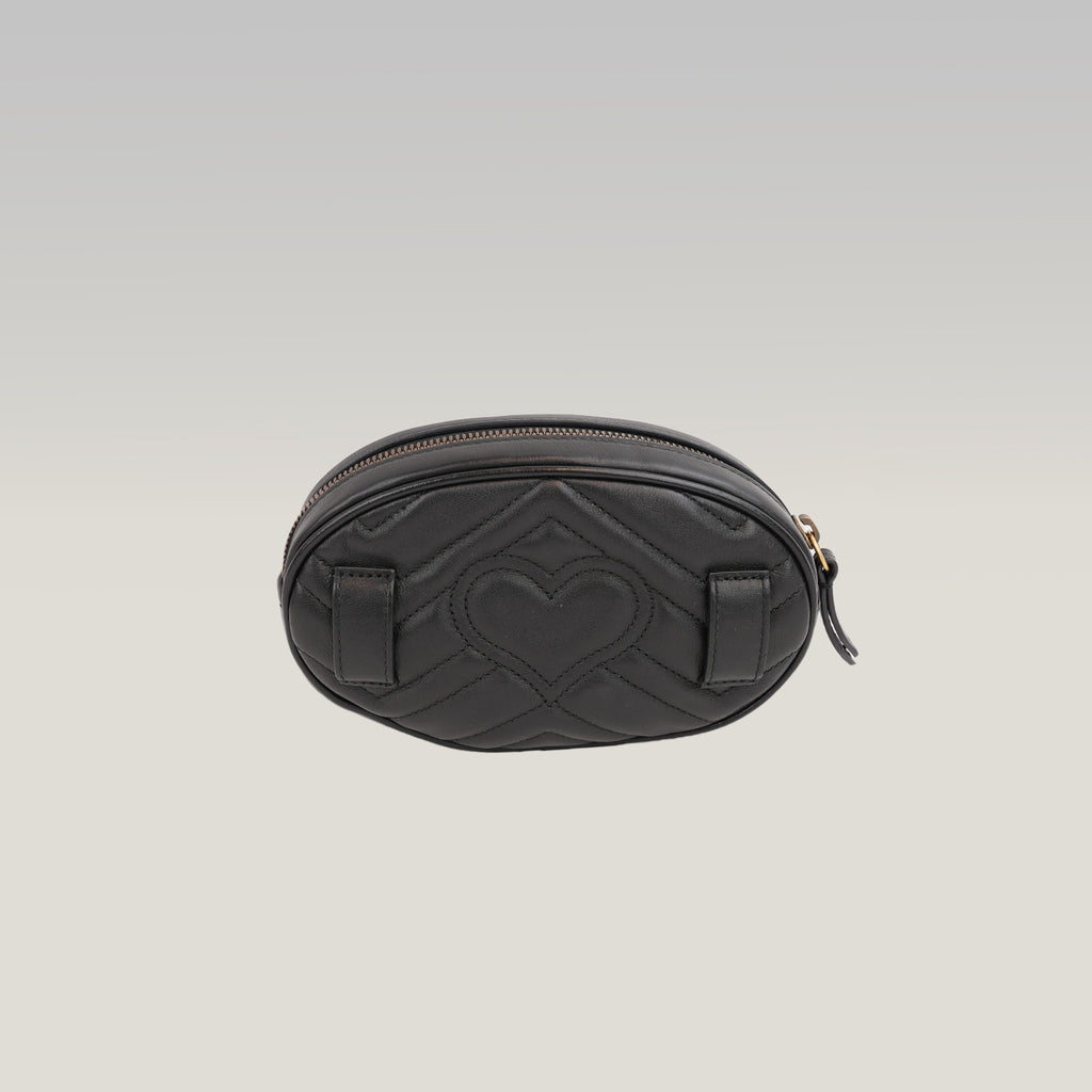 Gucci GG Marmont Marsupio Piccolo in Pelle Matelassé Nera con Logo Double G Dorato