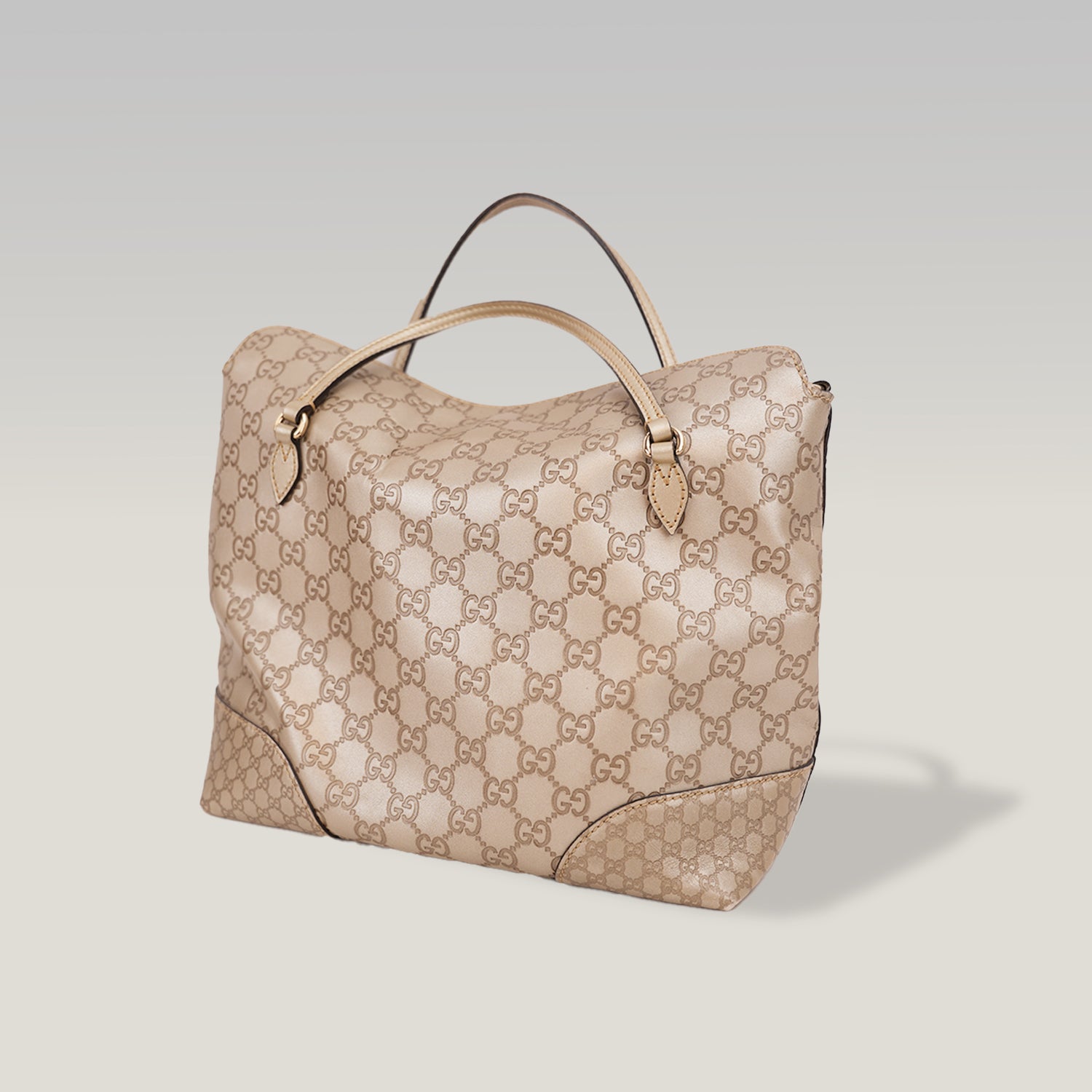 Gucci Bree Medium Guccissima Tote Bag Beige in Pelle con Doppio Manico e Tracolla
