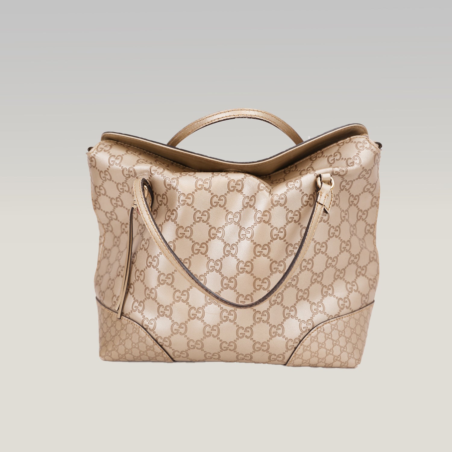 Gucci Bree Medium Guccissima Tote Bag Beige in Pelle con Doppio Manico e Tracolla