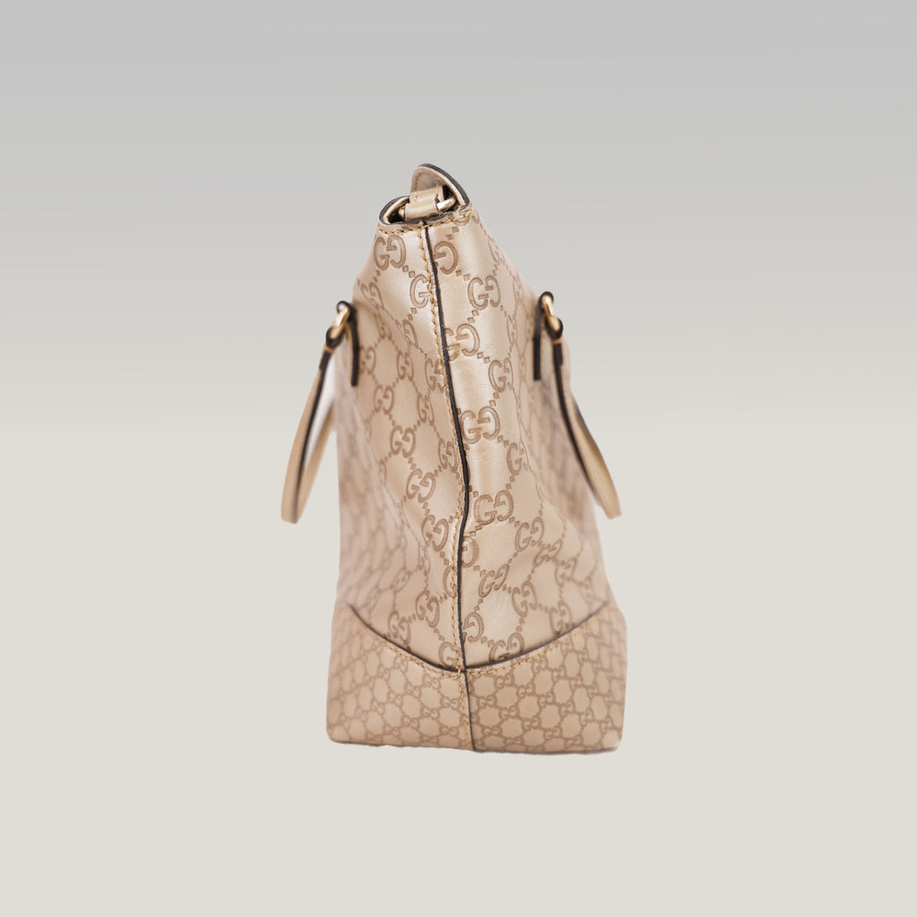 Gucci Bree Medium Guccissima Tote Bag Beige in Pelle con Doppio Manico e Tracolla