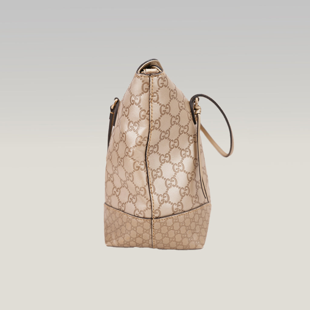 Gucci Bree Medium Guccissima Tote Bag Beige in Pelle con Doppio Manico e Tracolla