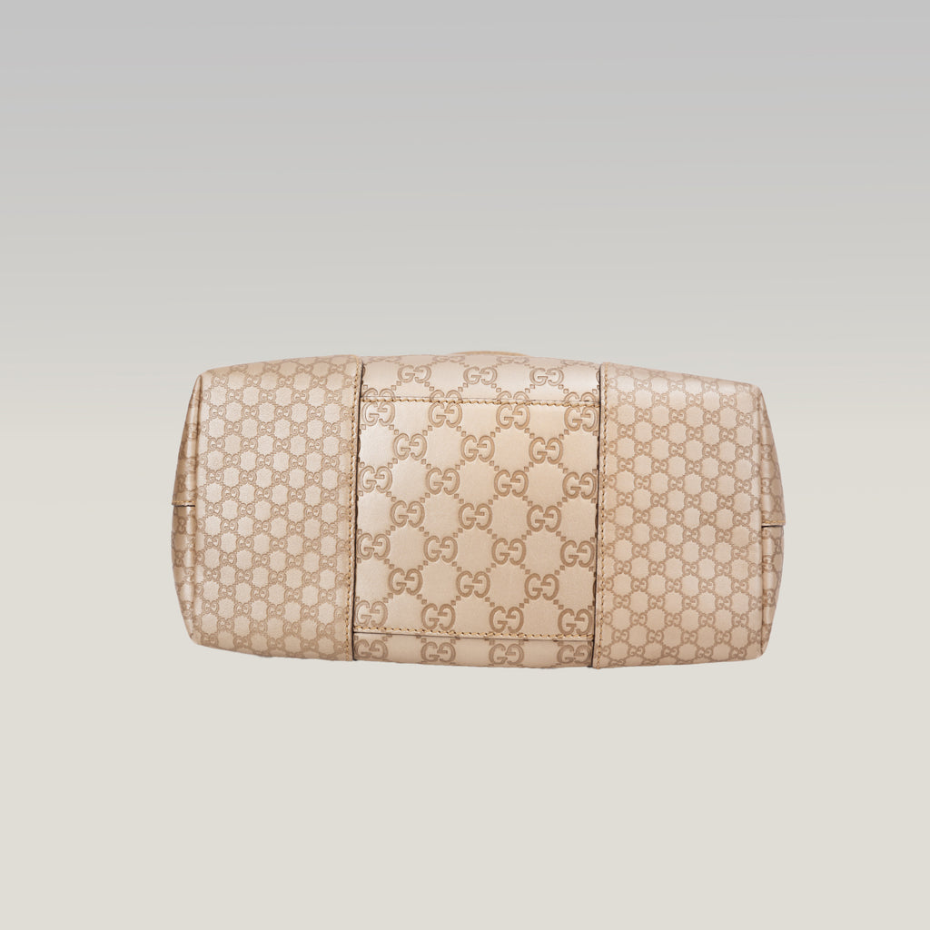 Gucci Bree Medium Guccissima Tote Bag Beige in Pelle con Doppio Manico e Tracolla