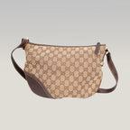 Gucci Borsa a Spalla Donna GG Canvas Beige e Pelle Marrone con Logo Interlocking G | Shoulder Bag Vintage