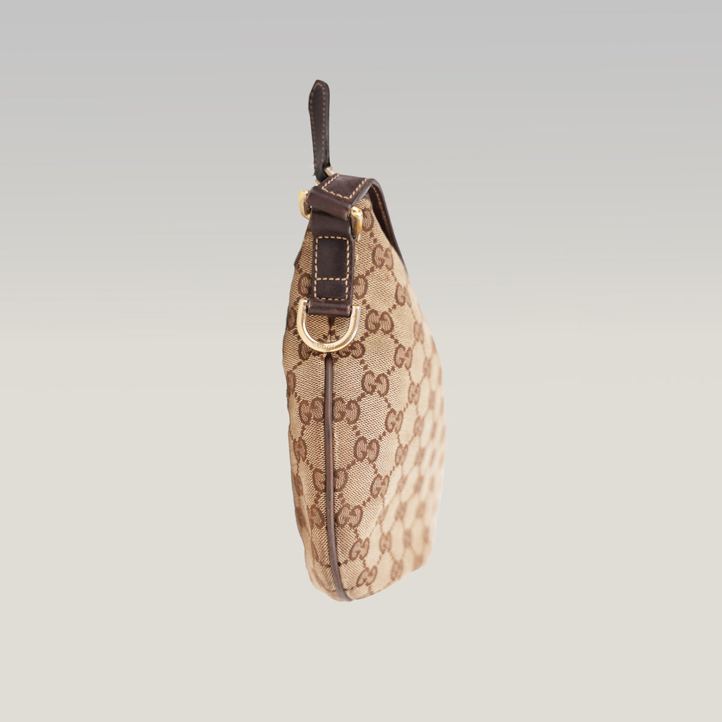 Gucci Borsa a Spalla Donna GG Canvas Beige e Pelle Marrone con Logo Interlocking G | Shoulder Bag Vintage