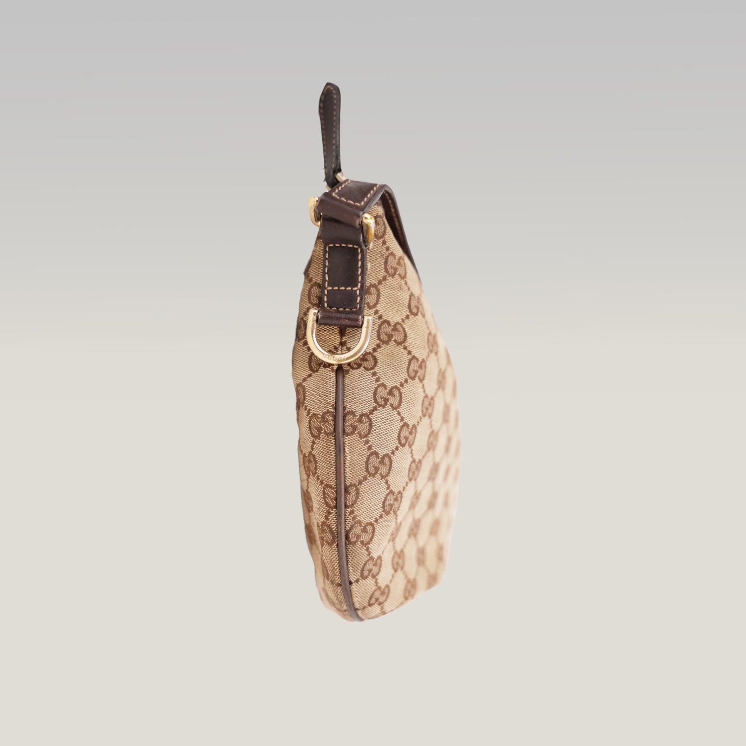 Gucci Borsa a Spalla Donna GG Canvas Beige e Pelle Marrone con Logo Interlocking G | Shoulder Bag Vintage