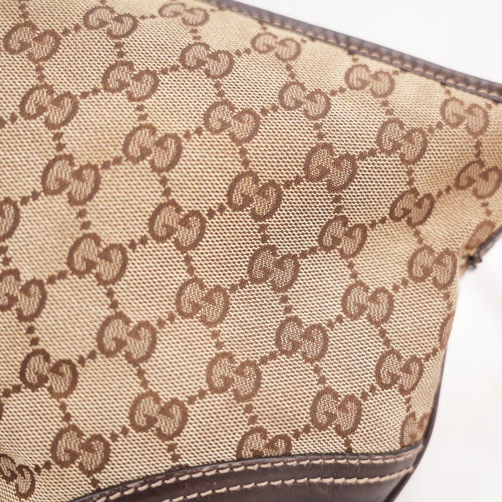 Gucci Borsa a Spalla Donna GG Canvas Beige e Pelle Marrone con Logo Interlocking G | Shoulder Bag Vintage