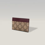GUCCI Kartenetui GG Supreme in Beige und Braun mit bordeauxfarbenem Leder und Box