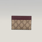 GUCCI Kartenetui GG Supreme in Beige und Braun mit bordeauxfarbenem Leder und Box