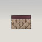 GUCCI Kartenetui GG Supreme in Beige und Braun mit bordeauxfarbenem Leder und Box