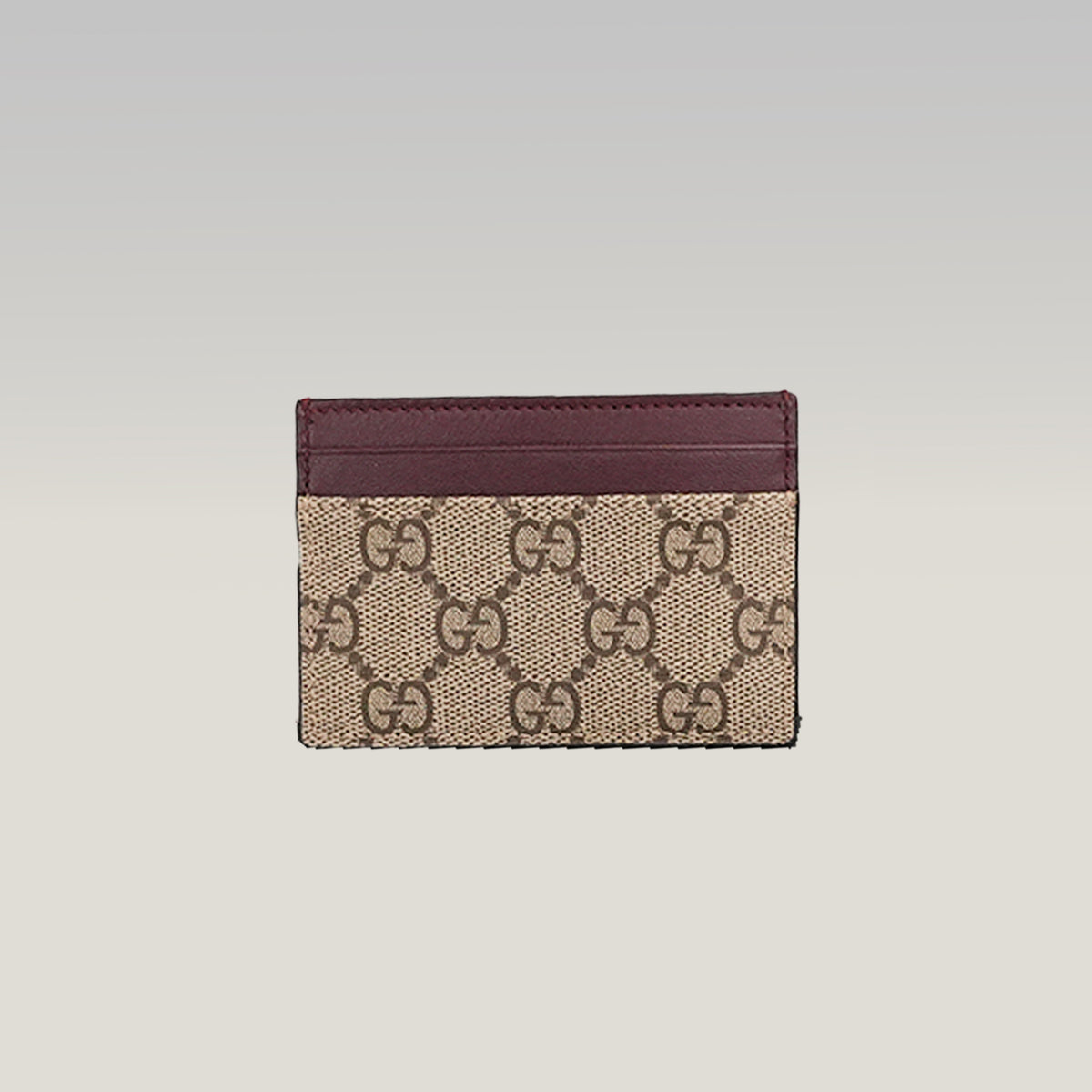 GUCCI Kartenetui GG Supreme in Beige und Braun mit bordeauxfarbenem Leder und Box