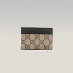 GUCCI Portacarte GG Supreme Beige e Marrone con Pelle Nera – Condizioni Eccellenti con Scatola