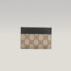 GUCCI Portacarte GG Supreme Beige e Marrone con Pelle Nera – Condizioni Eccellenti con Scatola