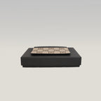 GUCCI Portacarte GG Supreme Beige e Marrone con Pelle Nera – Condizioni Eccellenti con Scatola