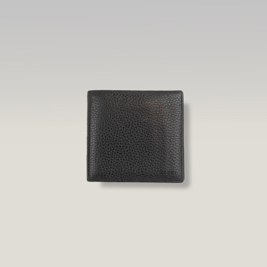 Gucci Portafoglio Bifold in Pelle Martellata Nera con Logo Gucci – Portafoglio Compatto da Uomo