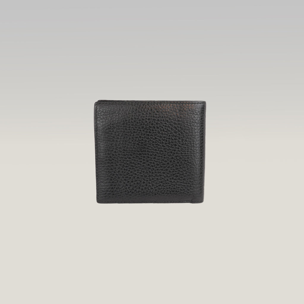 Gucci Portafoglio Bifold in Pelle Martellata Nera con Logo Gucci – Portafoglio Compatto da Uomo