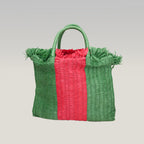 Gucci Raffia Cestino Tote Bag Verde e Rosa in Paglia Intrecciata con Pochette Interna