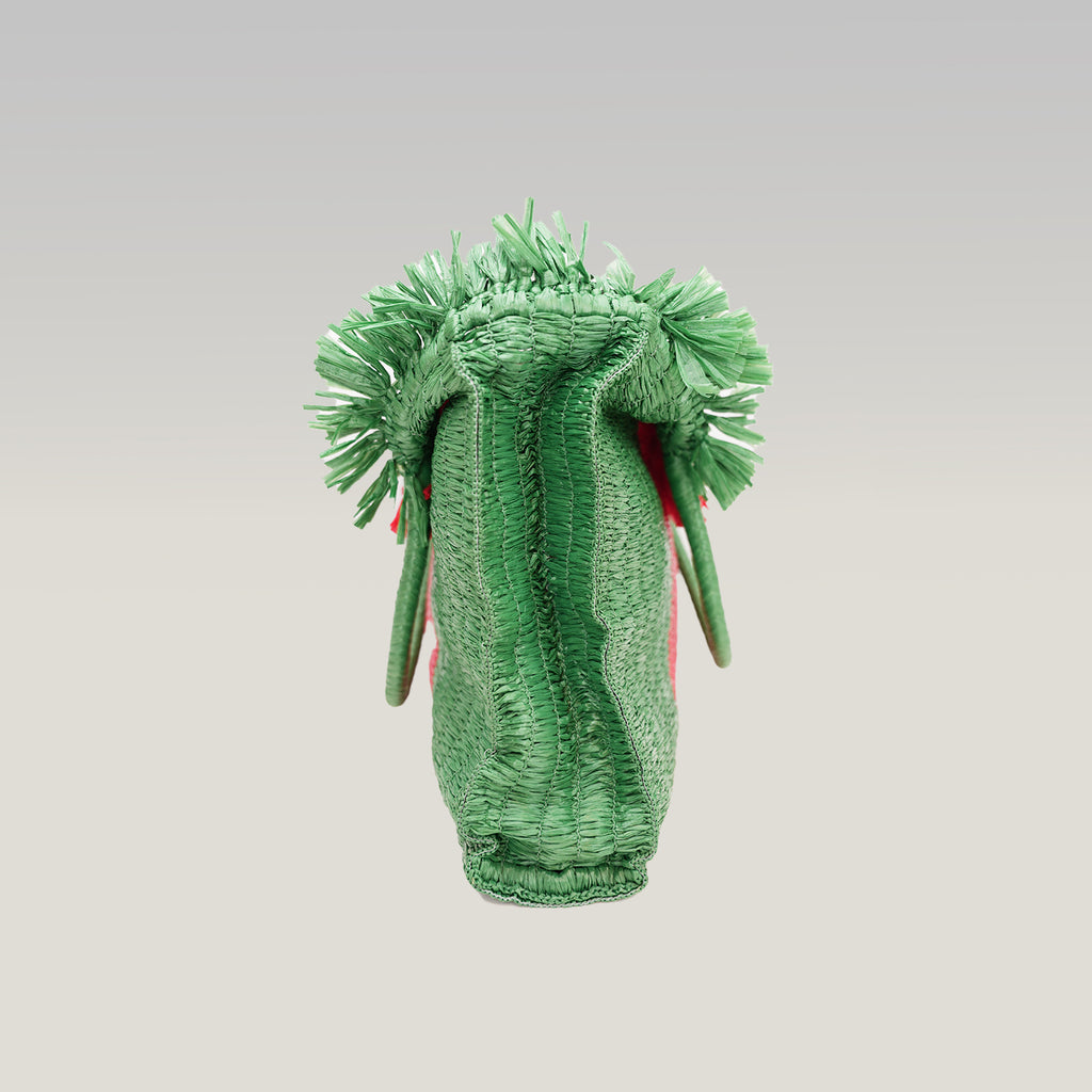 Gucci Raffia Cestino Tote Bag Verde e Rosa in Paglia Intrecciata con Pochette Interna