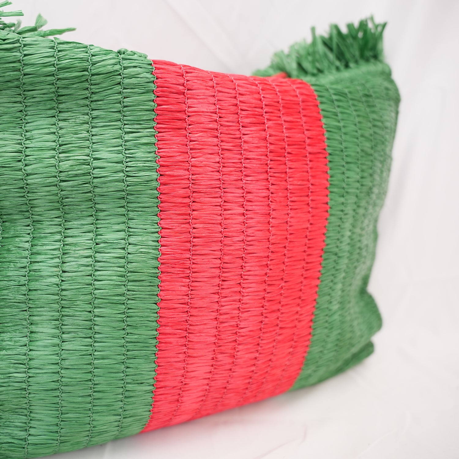 Gucci Raffia Cestino Tote Bag Verde e Rosa in Paglia Intrecciata con Pochette Interna