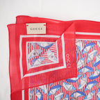 Gucci Foulard in Seta 50 Origami Boat Print Rosso e Blu
