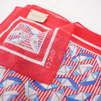 Gucci Foulard in Seta 50 Origami Boat Print Rosso e Blu