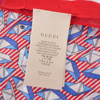 Gucci Foulard in Seta 50 Origami Boat Print Rosso e Blu