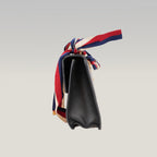 Gucci Sylvie Small Bee Star Leather Shoulder Bag Black con Web Stripe e Nastro