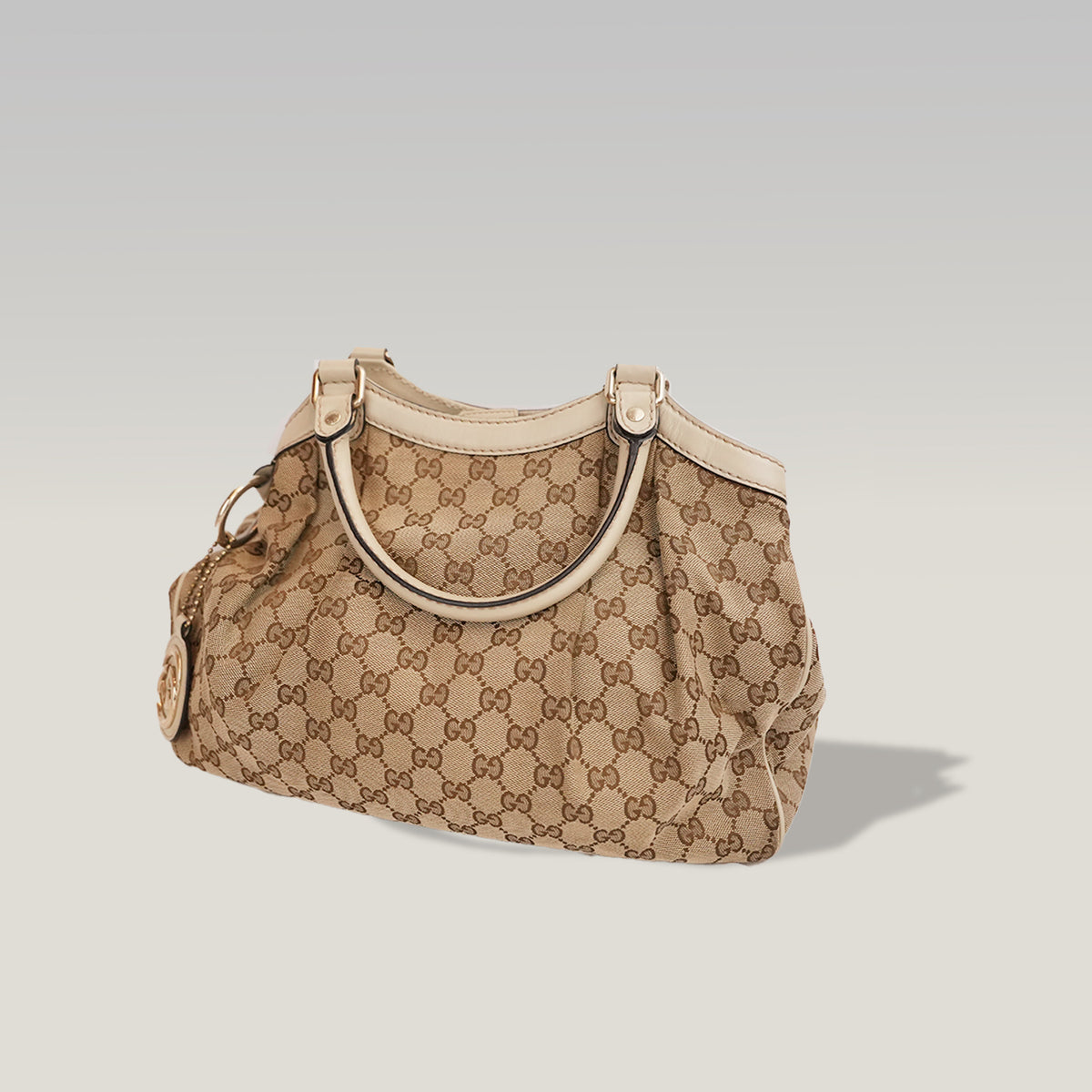 Gucci Sukey Medium GG Canvas and Leather Tote Bag Vintage
