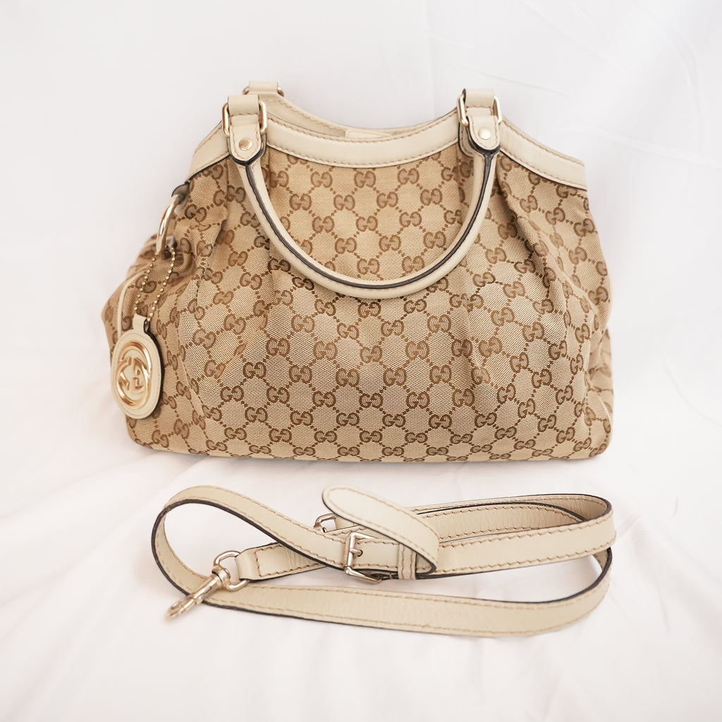 Gucci Sukey Medium GG Canvas and Leather Tote Bag Vintage
