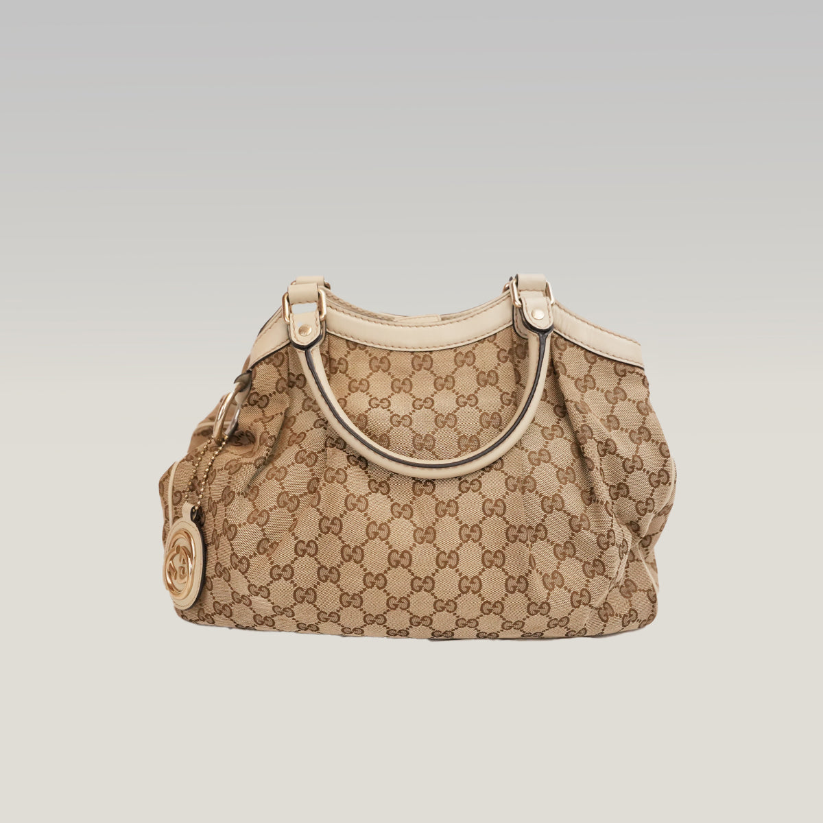 Gucci Sukey Medium GG Canvas and Leather Tote Bag Vintage