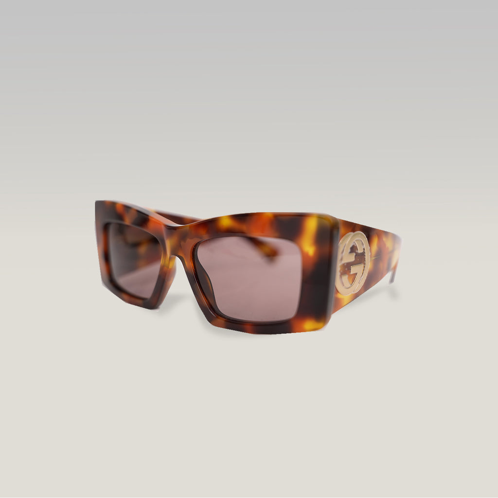 Gucci  Butterfly Havana Sunglasses with Gold Interlocking GG Logo