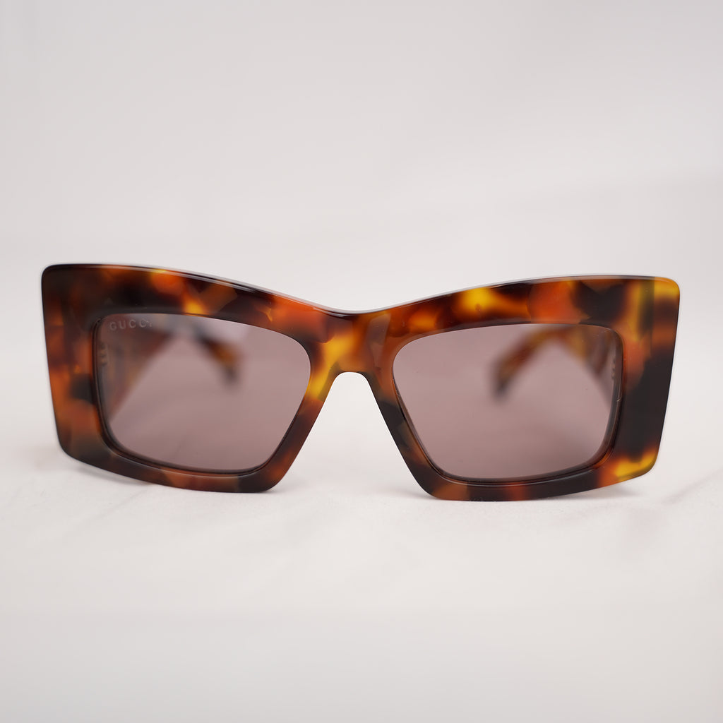 Gucci  Butterfly Havana Sunglasses with Gold Interlocking GG Logo