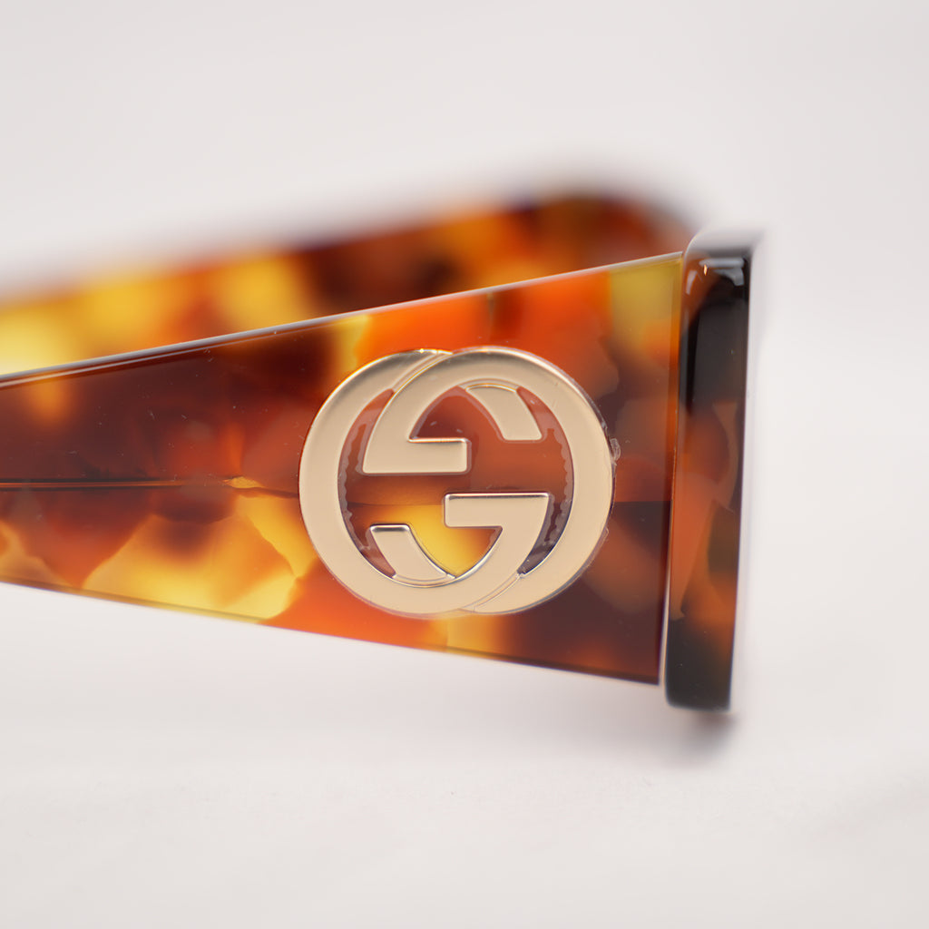 Gucci  Butterfly Havana Sunglasses with Gold Interlocking GG Logo