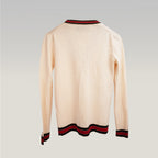 Gucci Cardigan in Lana Colorblock con Bottoni Perla Web Stripe