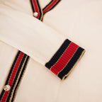 Gucci Cardigan in Lana Colorblock con Bottoni Perla Web Stripe