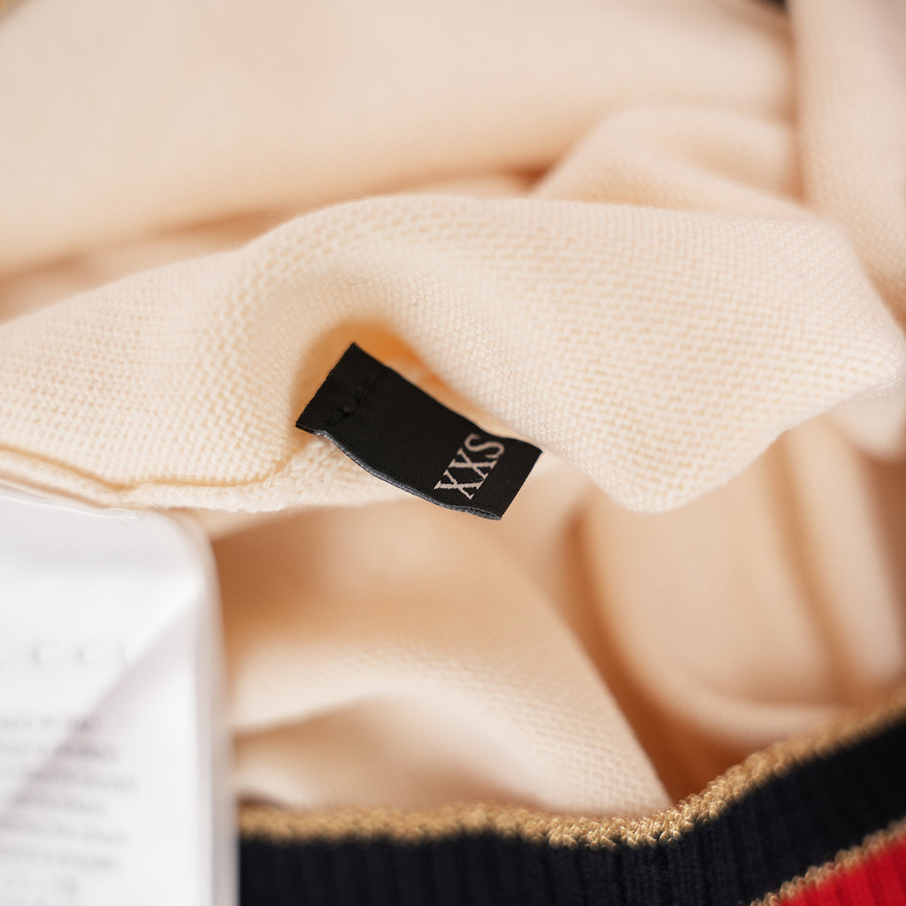 Gucci Cardigan in Lana Colorblock con Bottoni Perla Web Stripe