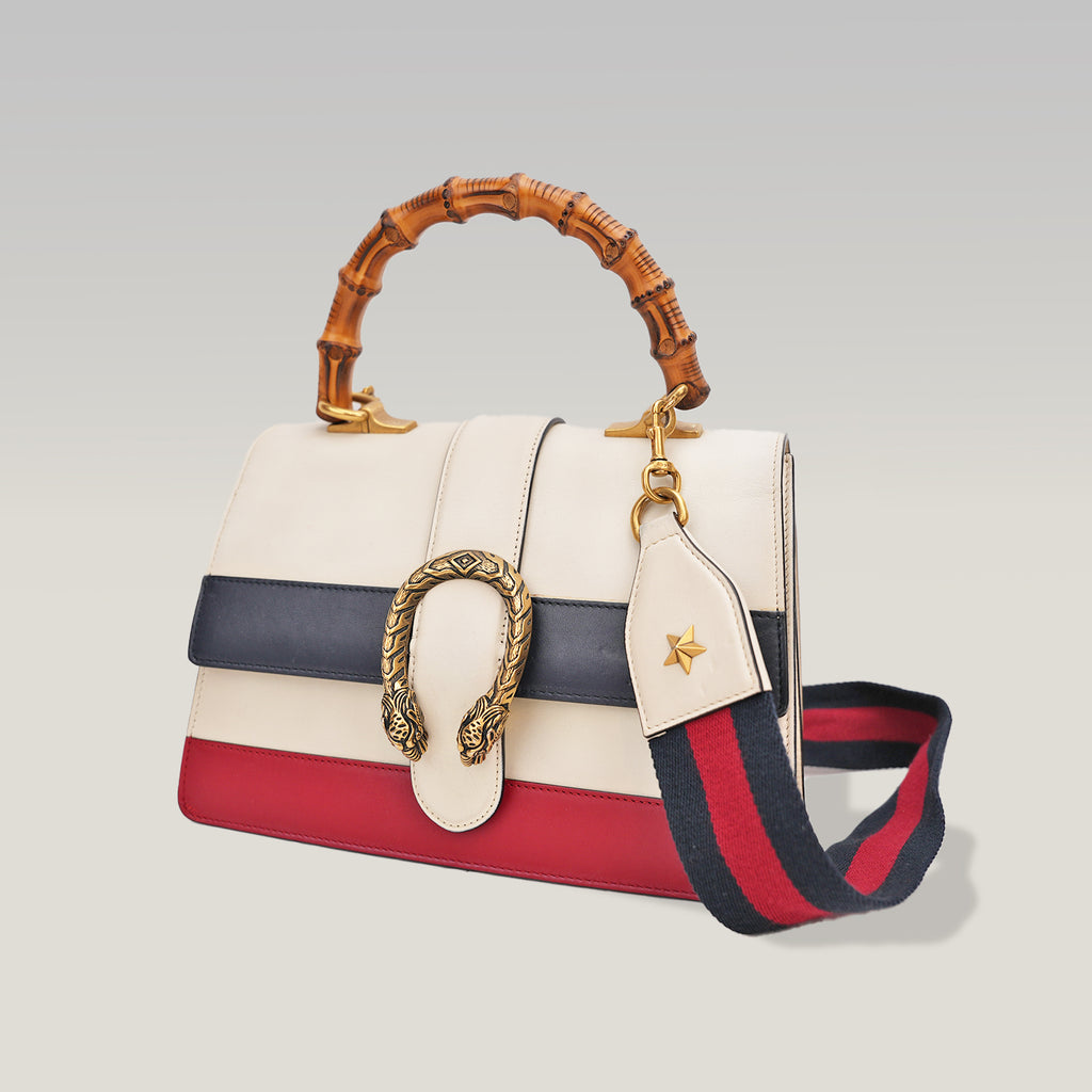 Gucci Dionysus Bamboo Borsa a Mano in Pelle Multicolor con Manico in Bambù e Tracolla