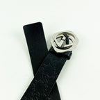 Cintura Gucci GG Marmont Nera in Pelle con Fibbia Doppia G Argentata – Taglia 95