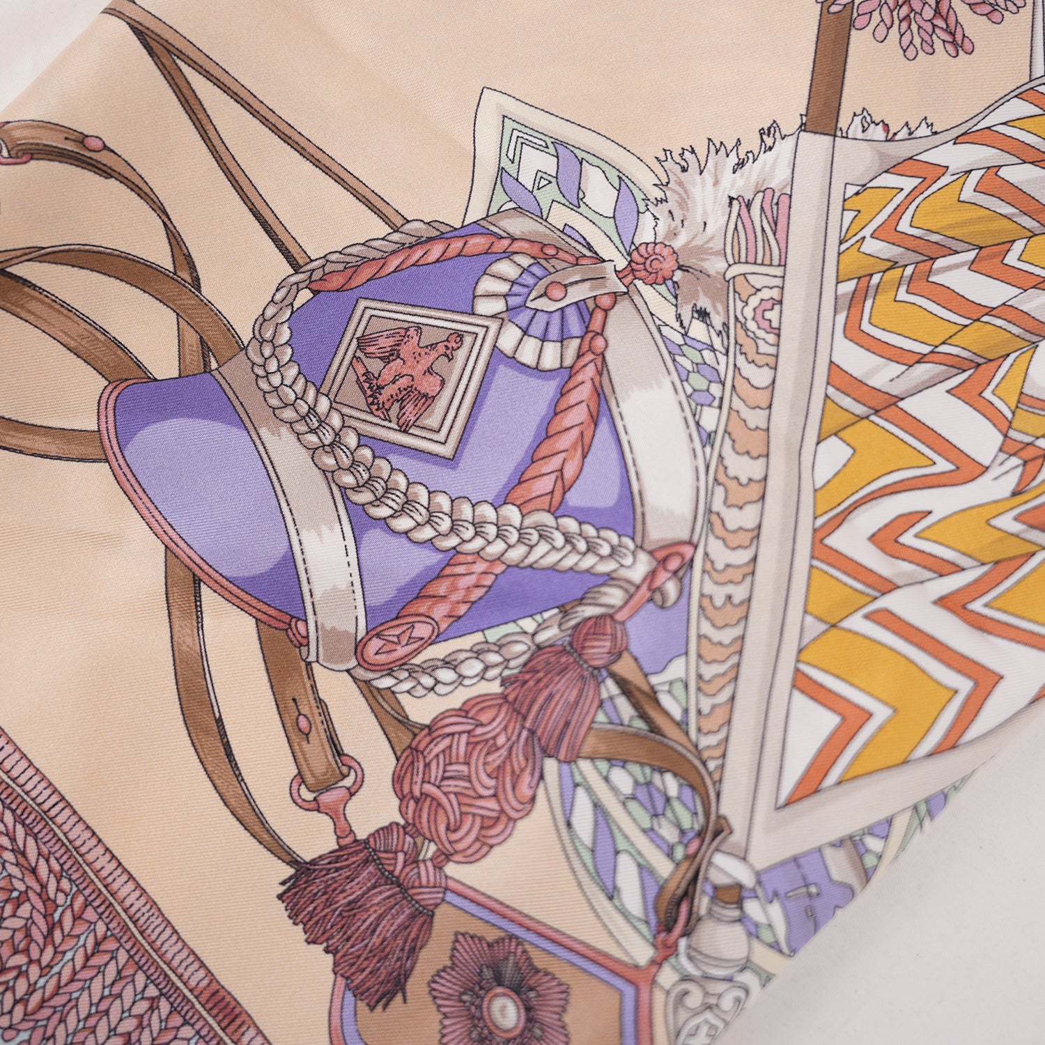 Hermès Carré 90 Foulard in Seta Multicolor con Stampa Equestre 90x90 cm