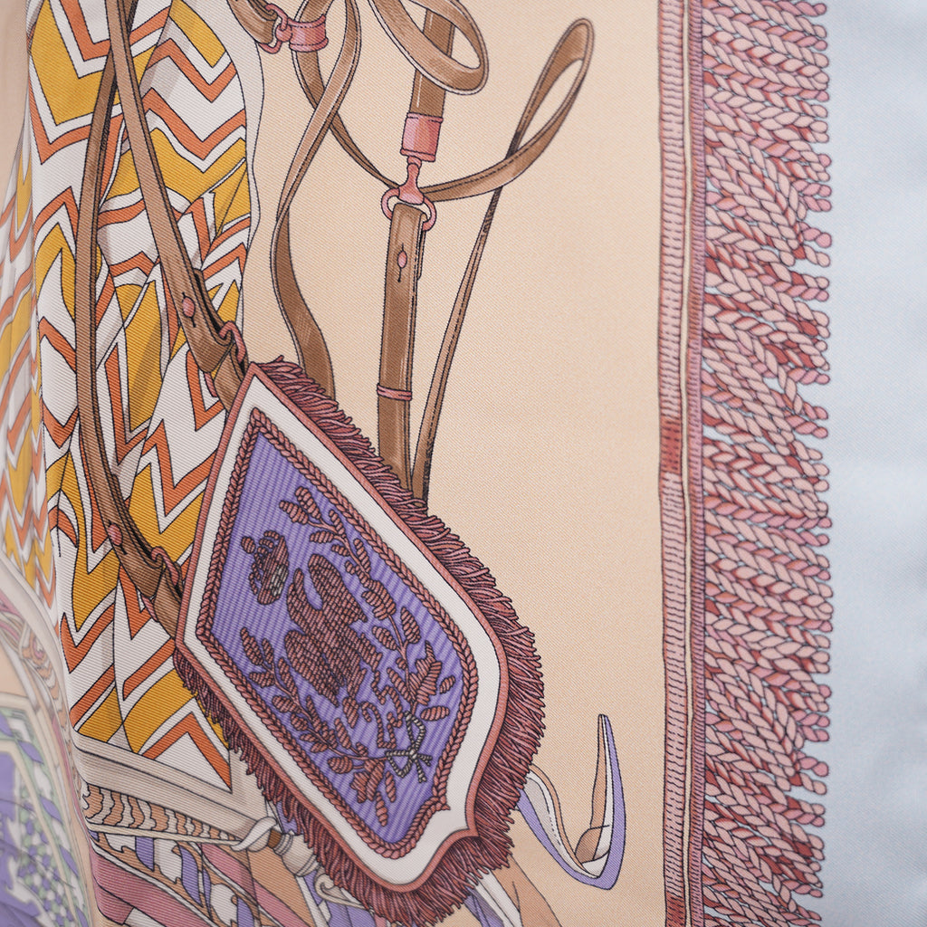 Hermès Carré 90 Foulard in Seta Multicolor con Stampa Equestre 90x90 cm