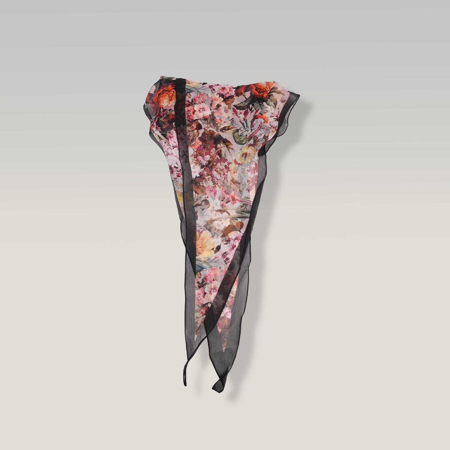Gucci Foulard Donna in Seta con Stampa Floreale Multicolor e Bordo Nero | Sciarpa Lusso Elegante